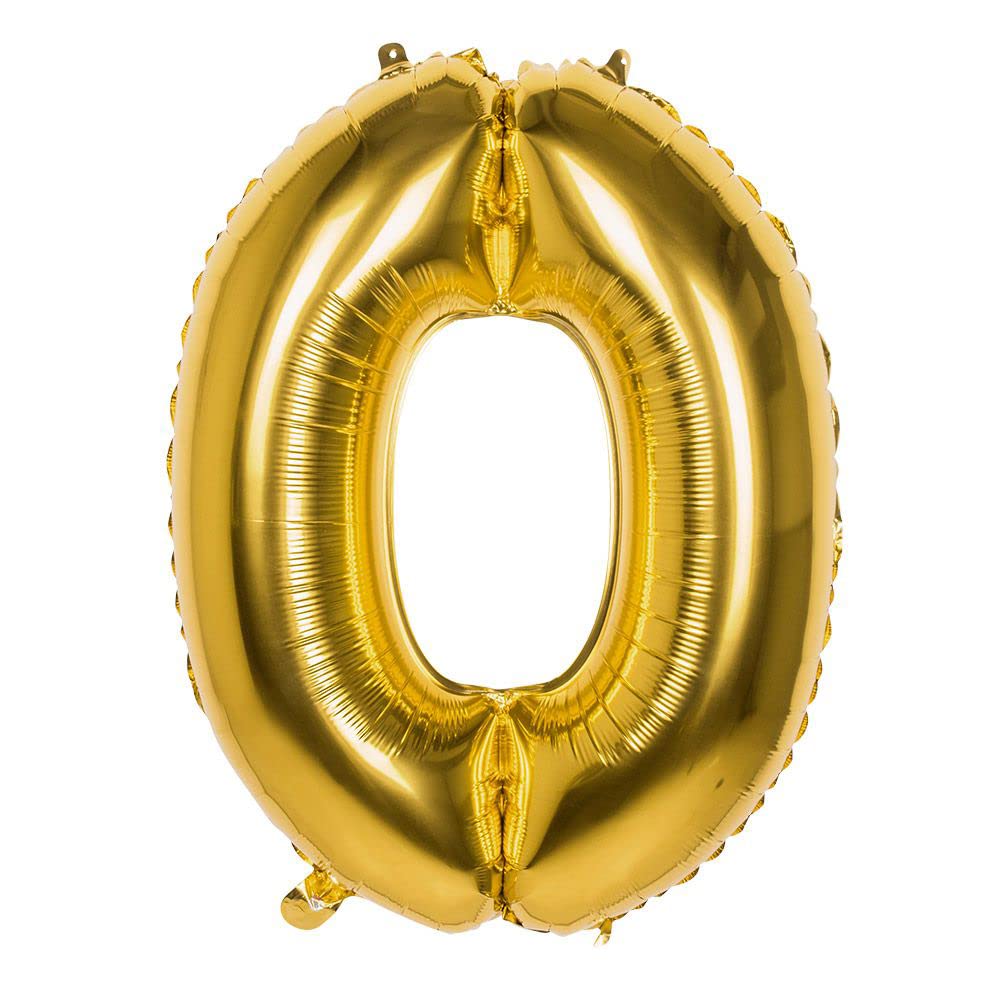 Boland 22020 Foil Balloon Number '0' Gold 86 cm Gold Number Balloon Air Birthday Anniversary Children's Birthday Gift