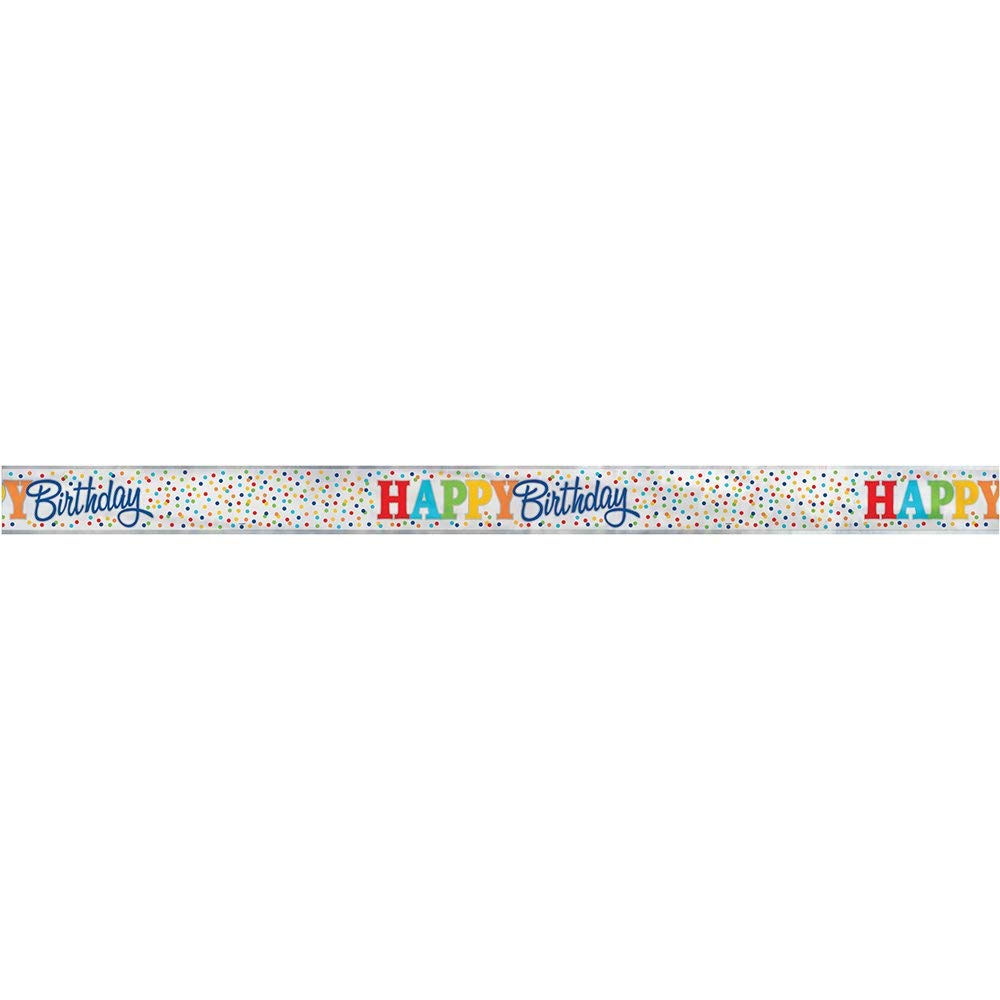 Unique Party 58269LF - 12ft Rainbow Polka Dot Birthday Banner