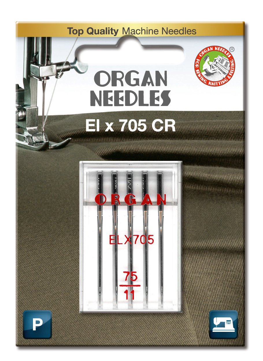 Organ Needles # 75/11 ELx705 Serger x 5 Needles, Silber