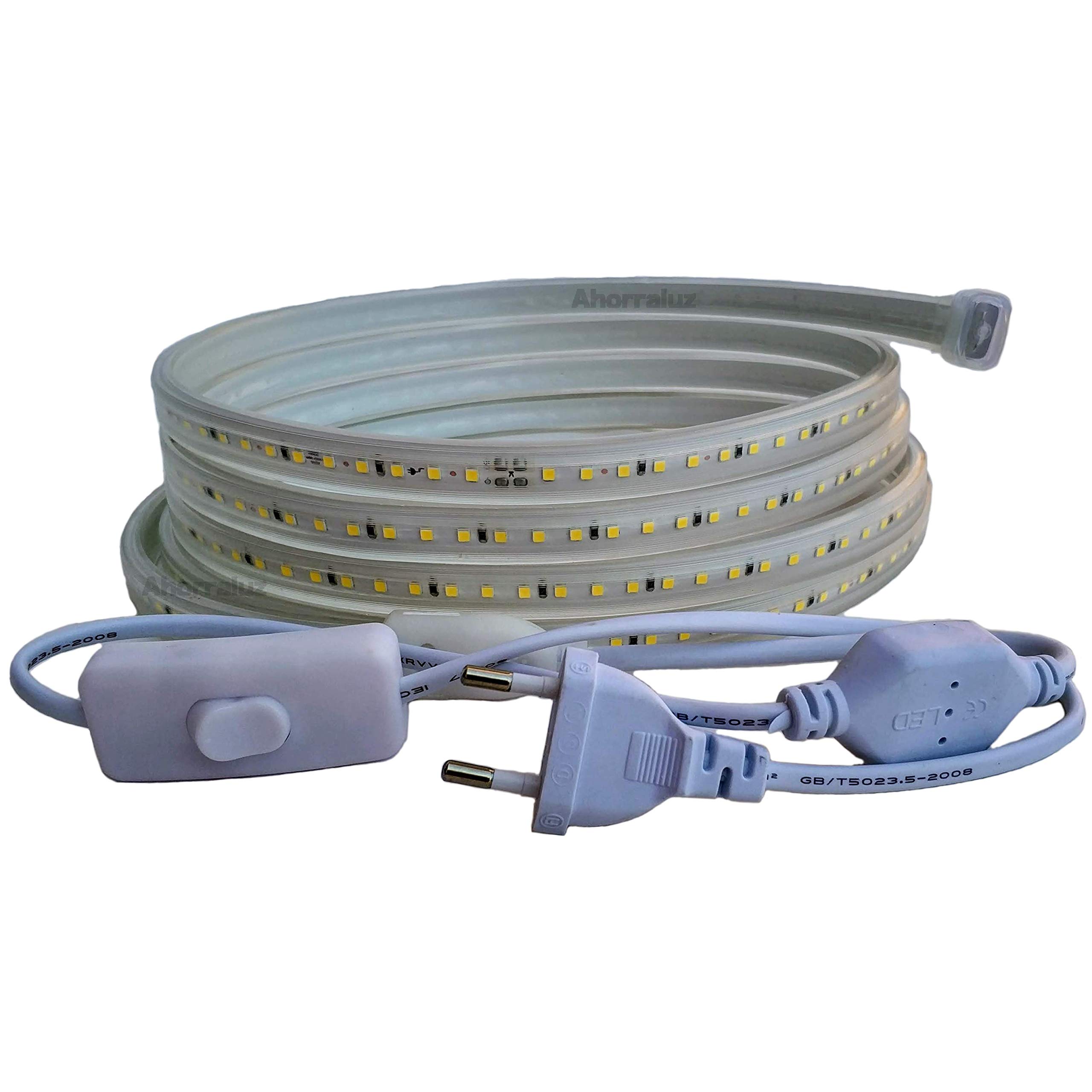 LED Strip 220 V 2835 120 LEDs/m High Lumen, with Switch. Waterproof Cool White/Neutral / Waterproof IP67 Strip 1,5M Neutral White