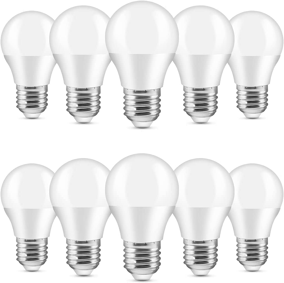 LEDYA E27 LED Bulb, 5W 3000K Warm White Screw-in, 40W Incandescent Equivalent, 400 Lumens, Non-Dimmable, G45 Golf Ball Energy Saving for Floor Table Lamps (10 Pack)