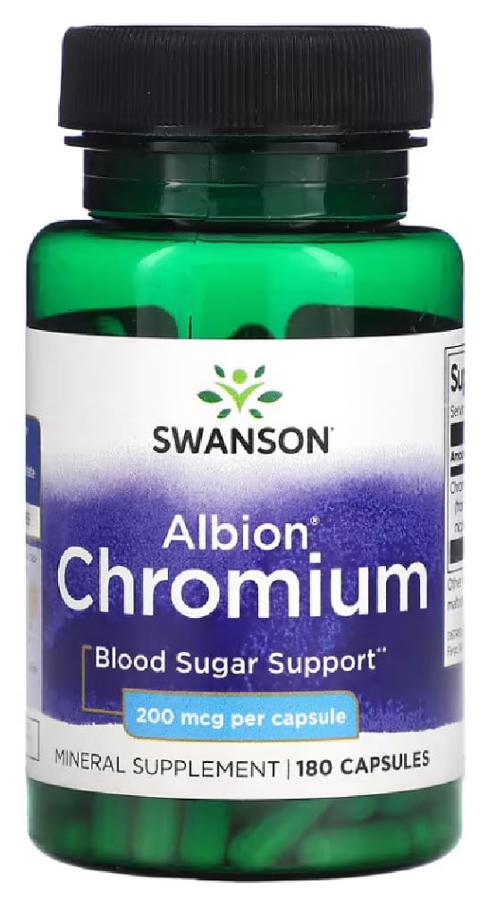 Swanson - Albion Chelated Chromium, 200mcg | Metabolism and Blood Sugar Support - 180 Capsules