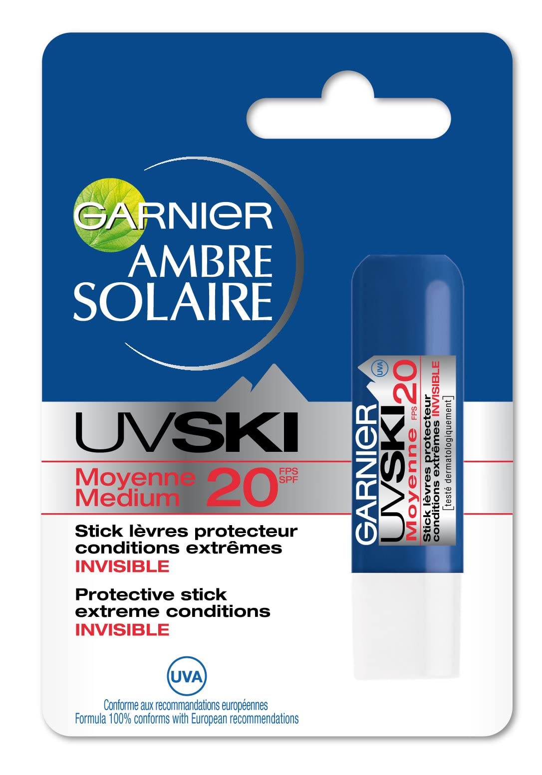 Garnier Ambre Solaire UV SKI Stick Protection Lèvres Invisible pour Haute Montagne - Lot de 2