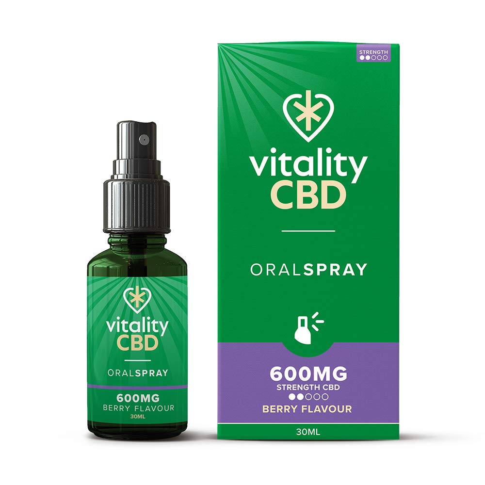 Vitality CBD Oral Spray in MCT Oil, 600 mg, Berry, 30 ml, NO THC