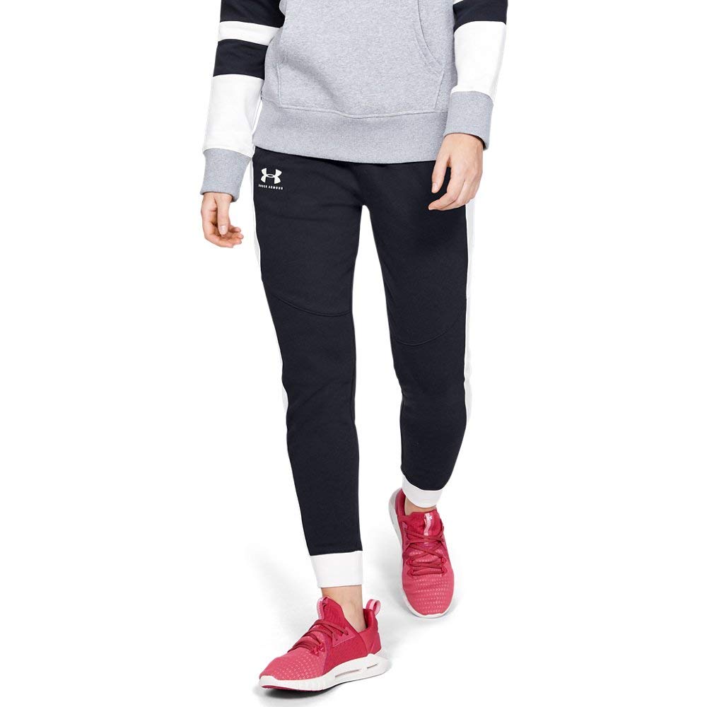 Under Armour Women Rival Fleece Graphic Novelty Pant Trousers - Black//Onyx White (001), Small