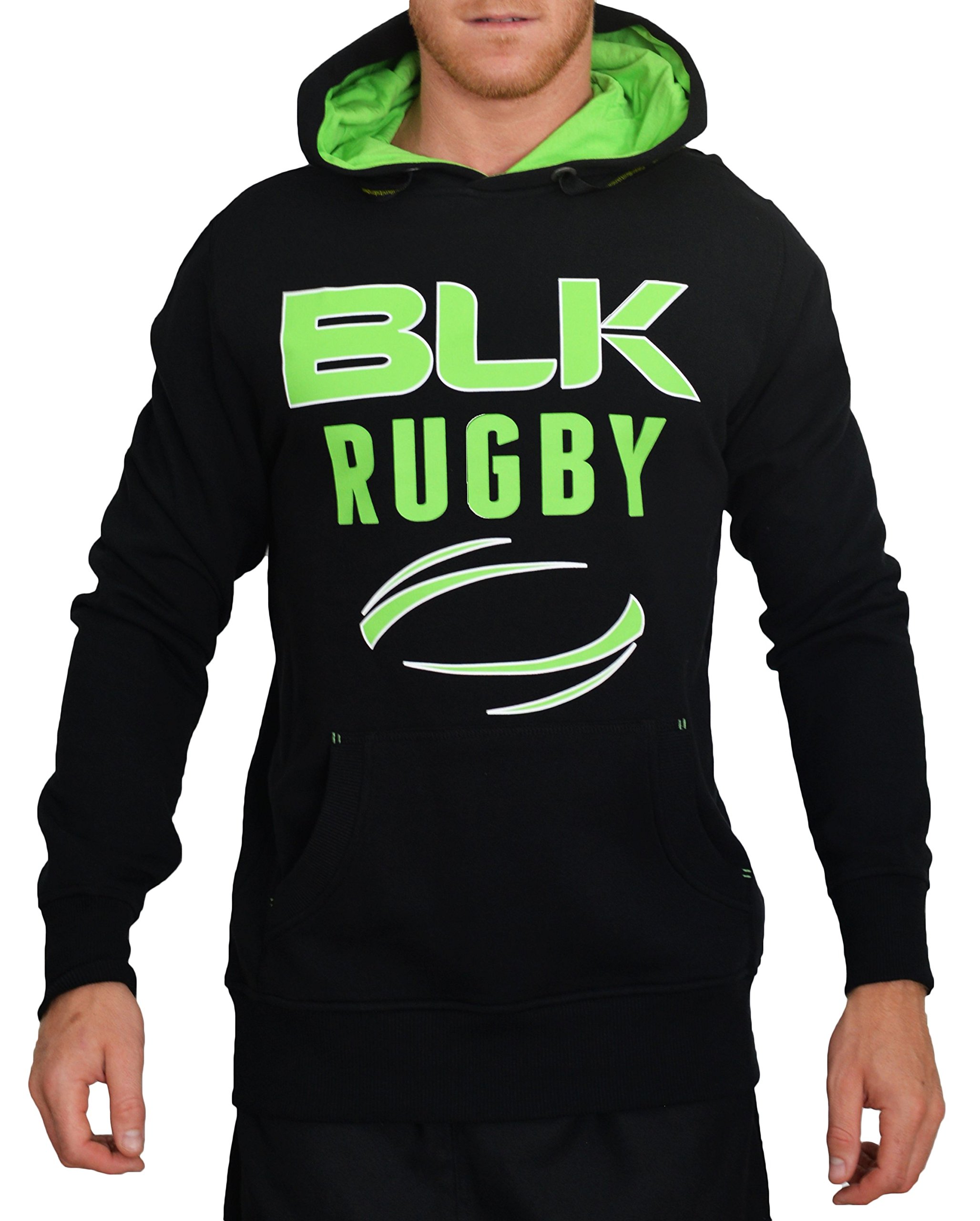 BLK 420220001 Men's Hooded Sweatshirt, Mens, 420220001, Noir/Vert Flash