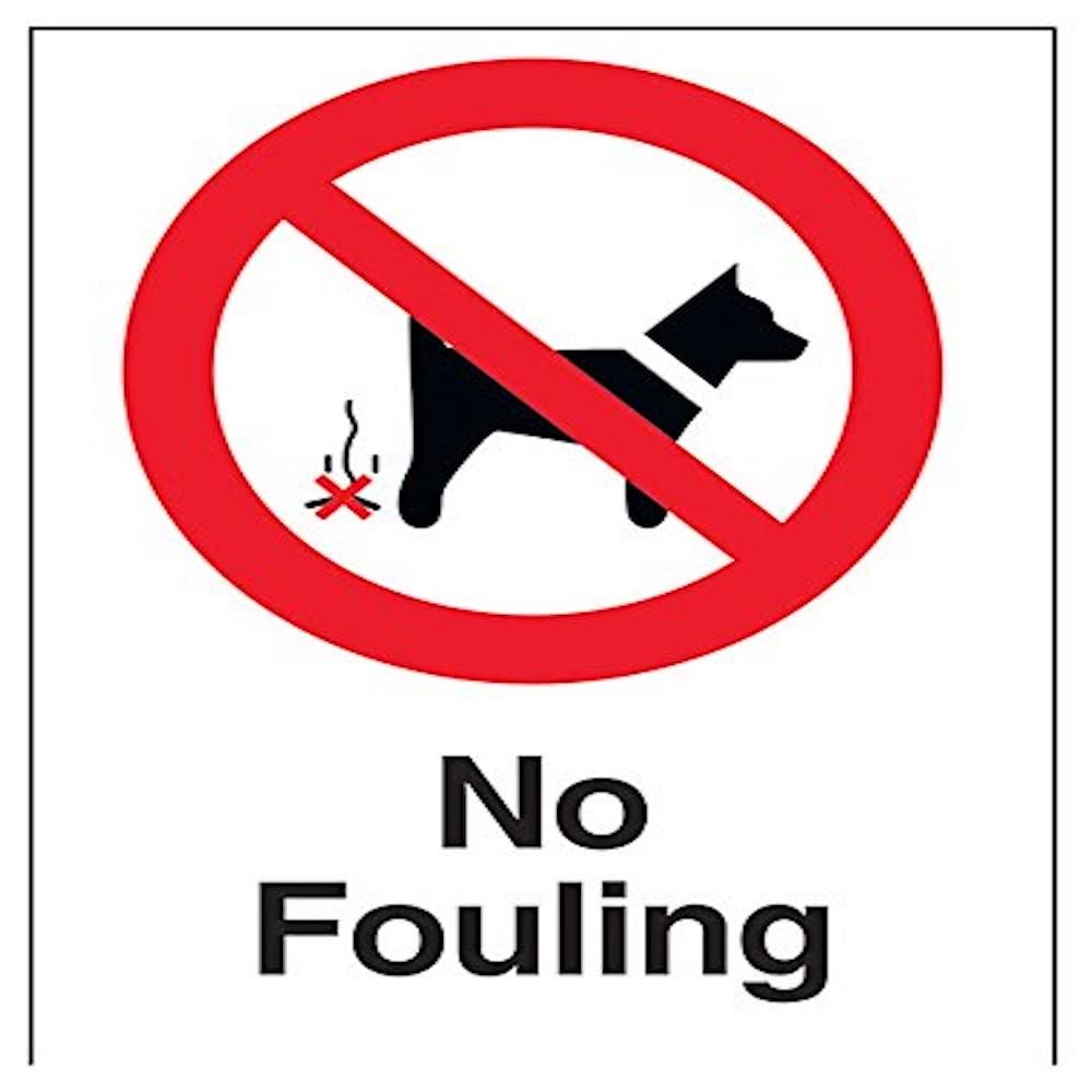V Safety No Fouling Prohibition Sign - 150mm x 200mm - Self Adhesive Vinyl