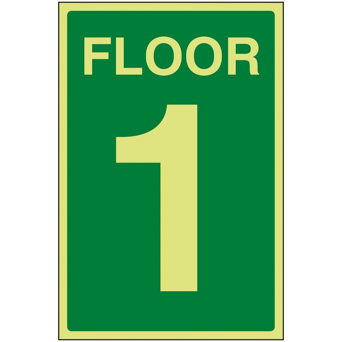 V Safety Green Floor 1 Sign - 150x200mm - Photoluminescent Rigid Plastic
