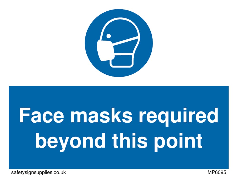 Pack of five - Face masks required beyond this point Sign - 100x75mm - A7L
