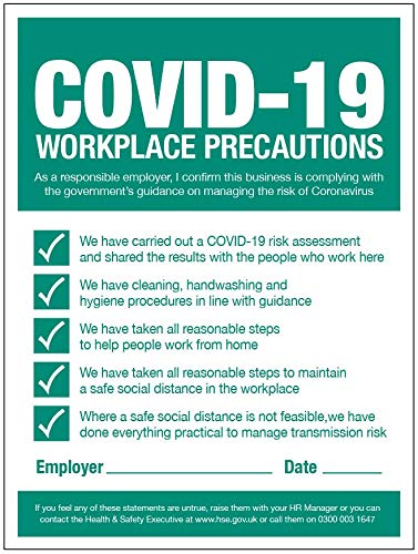 Caledonia Signs 18577H Workplace precautions - COVID19 compliance notice