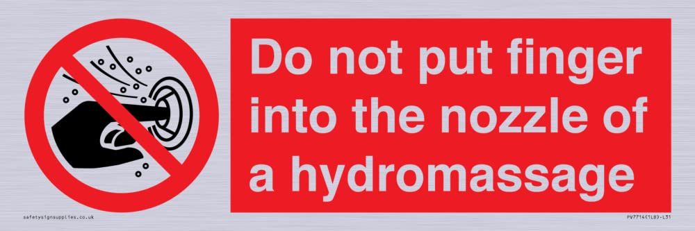 Do not put finger into the nozzle of a hydromassage Sign - 300x100mm - L31