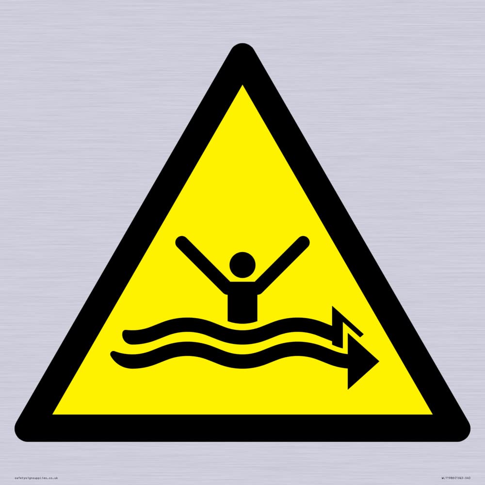 W057 Warning: Strong currents Sign - 400x400mm - S40