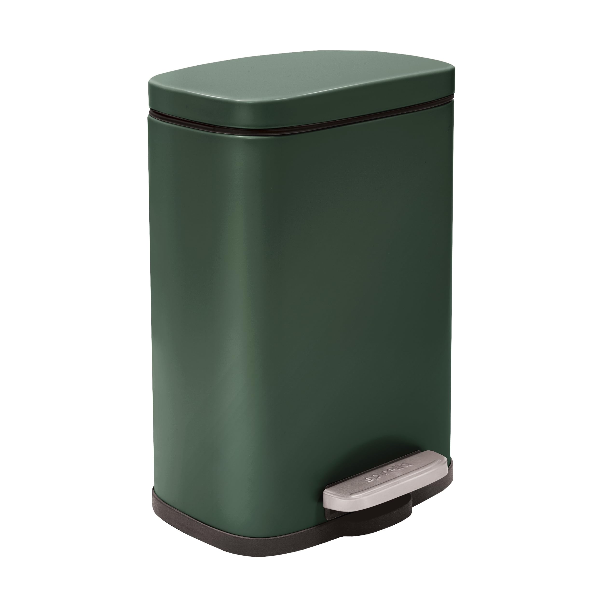 Spirella Akira Cosmetic Bin, 5 Litres, Stainless Steel with Soft Close Mechanism and Inner Bucket, Dark Green