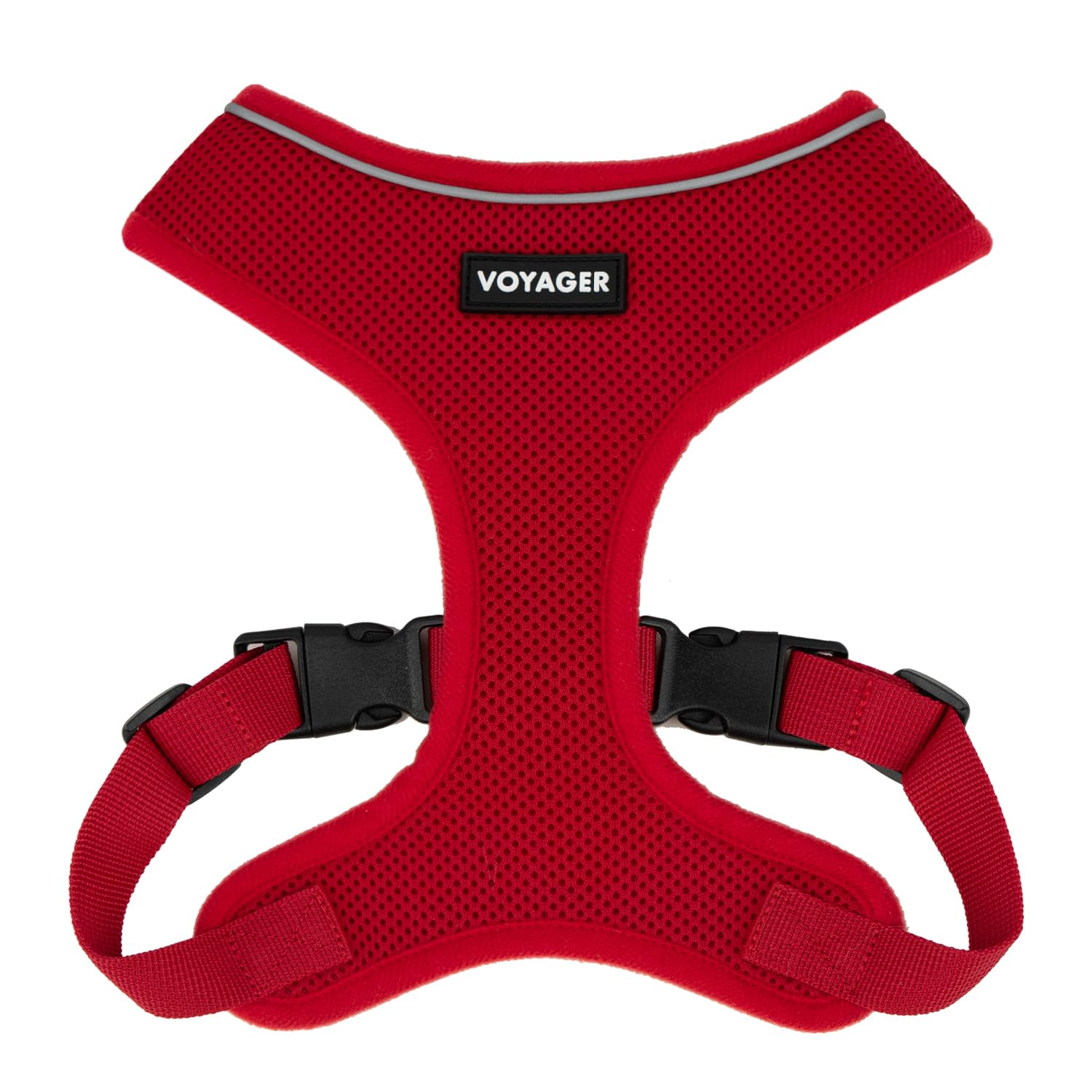 Voyager Aerolite No Pull Mesh Dog Harness with Lightweight, Soft, Breathable, Reflective Stitching, and Adjustable Straps for Walking, Running, Training, Heavy Duty and Durable - Red, L