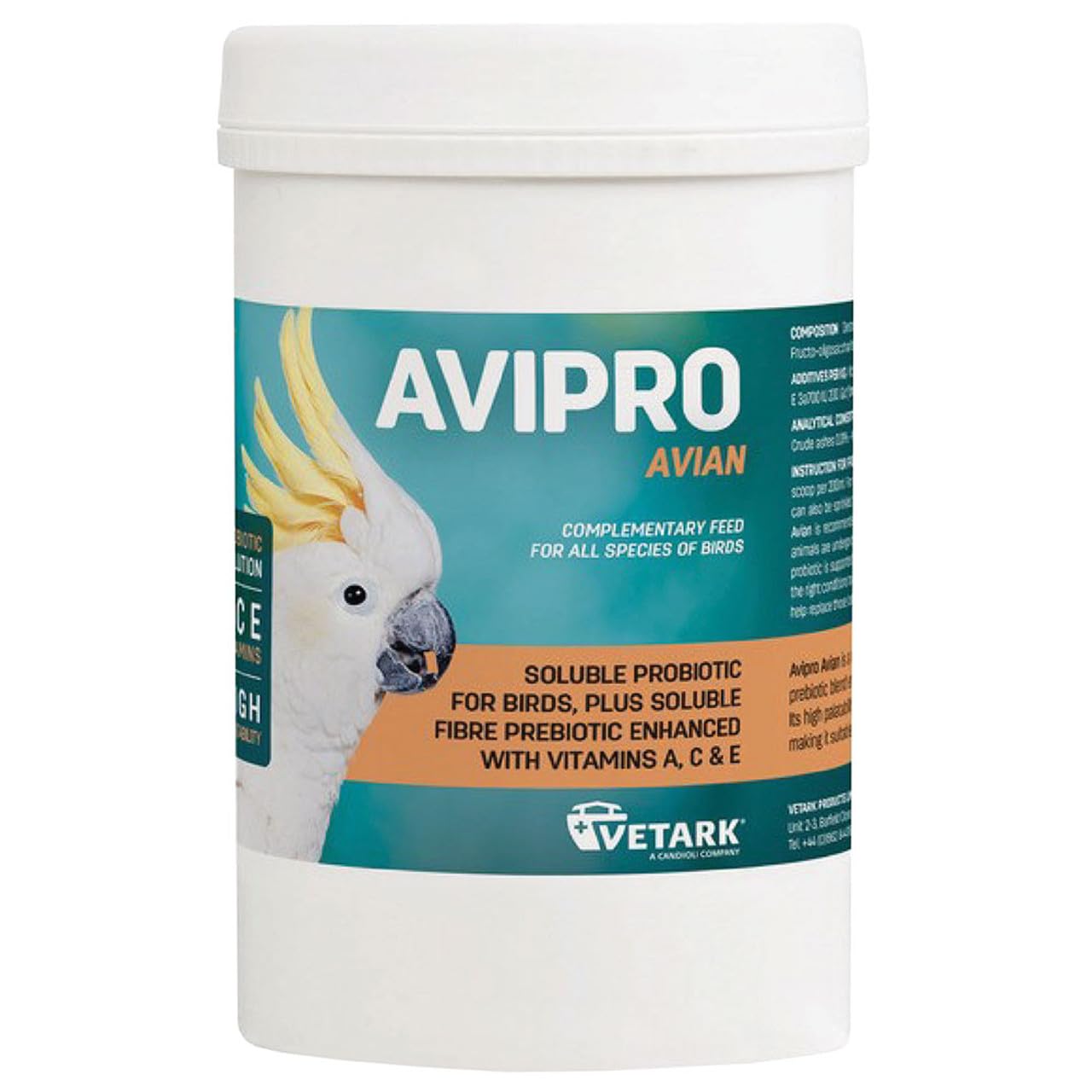Vetark Avipro Avian Prebiotic and Probiotic For All Bird Species Supports Digestive Health and Stress Easy to give 300g powder