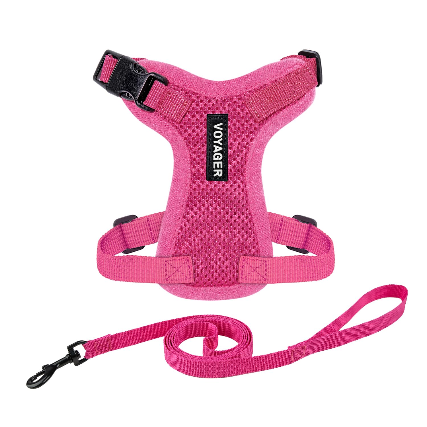 Voyager Step-in Lock Cat Harness and Reflective Cat Leash with Neoprene Handle by Best Pet Supplies - Supports Small, Medium and Large Breed Cats, Fuchsia, size XXS - 5ft
