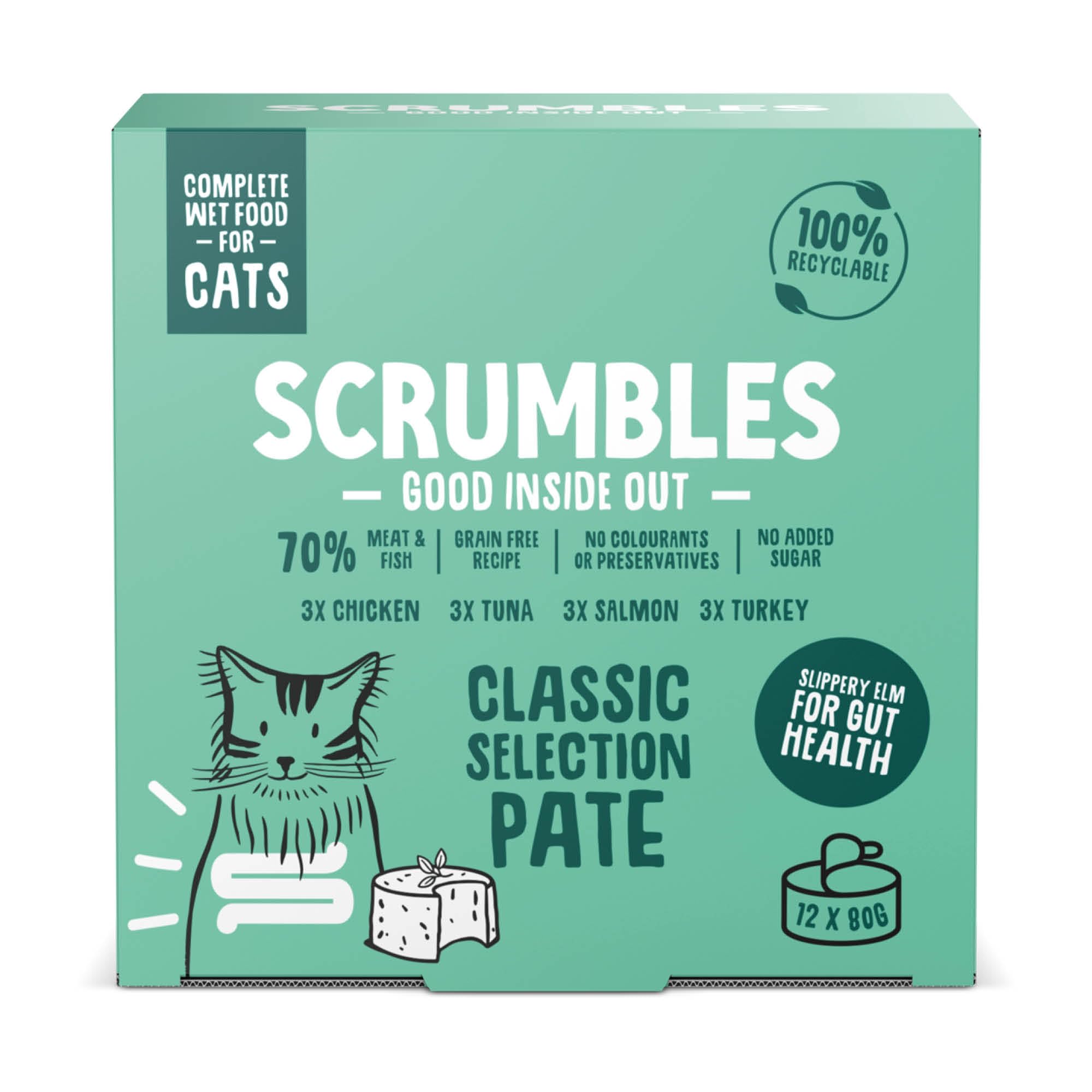 Scrumbles Natural Wet Cat Food, Pate Selection 12x 80g