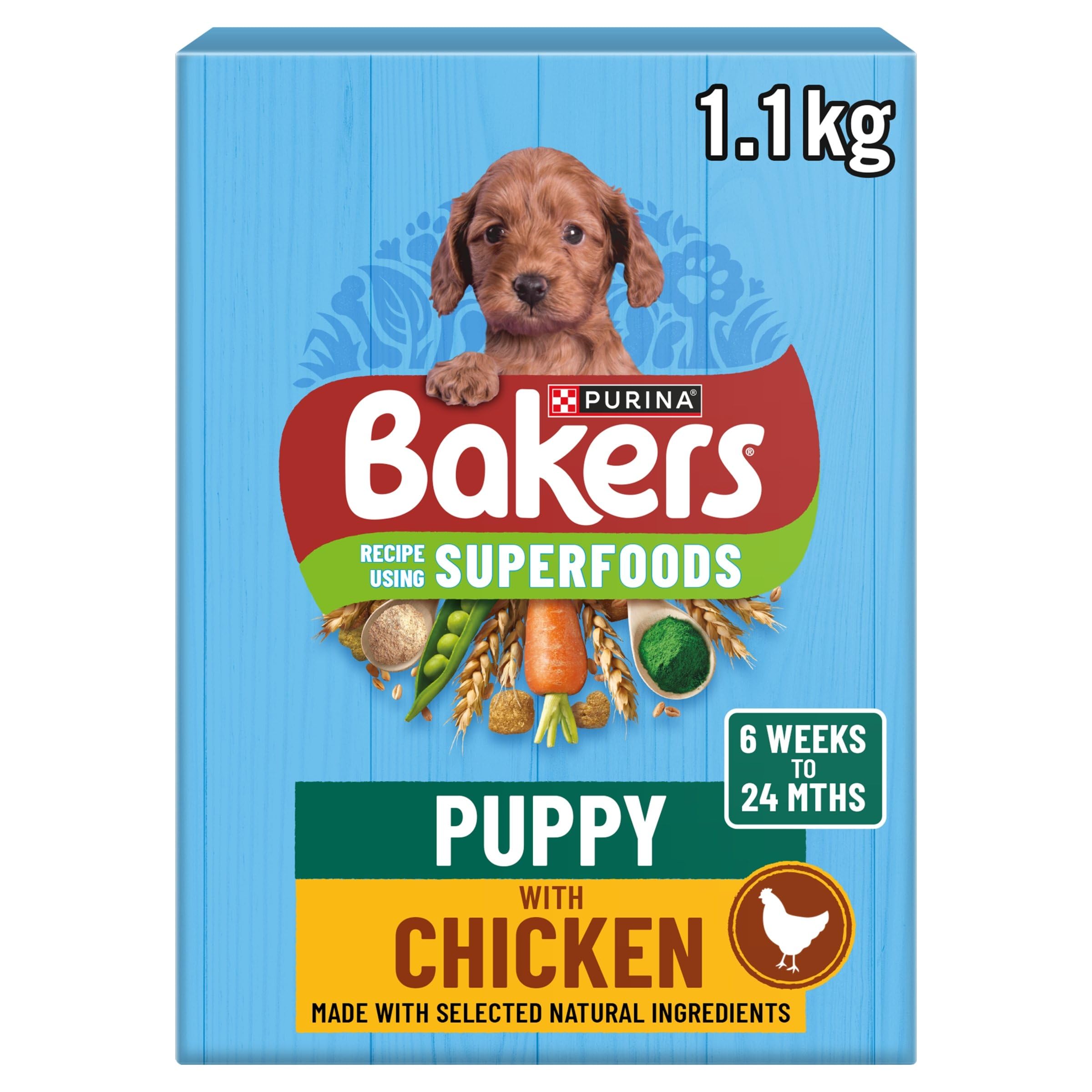 BAKERS Puppy Chicken with Vegetables Dry Dog Food 1.1kg, (Pack of 5)