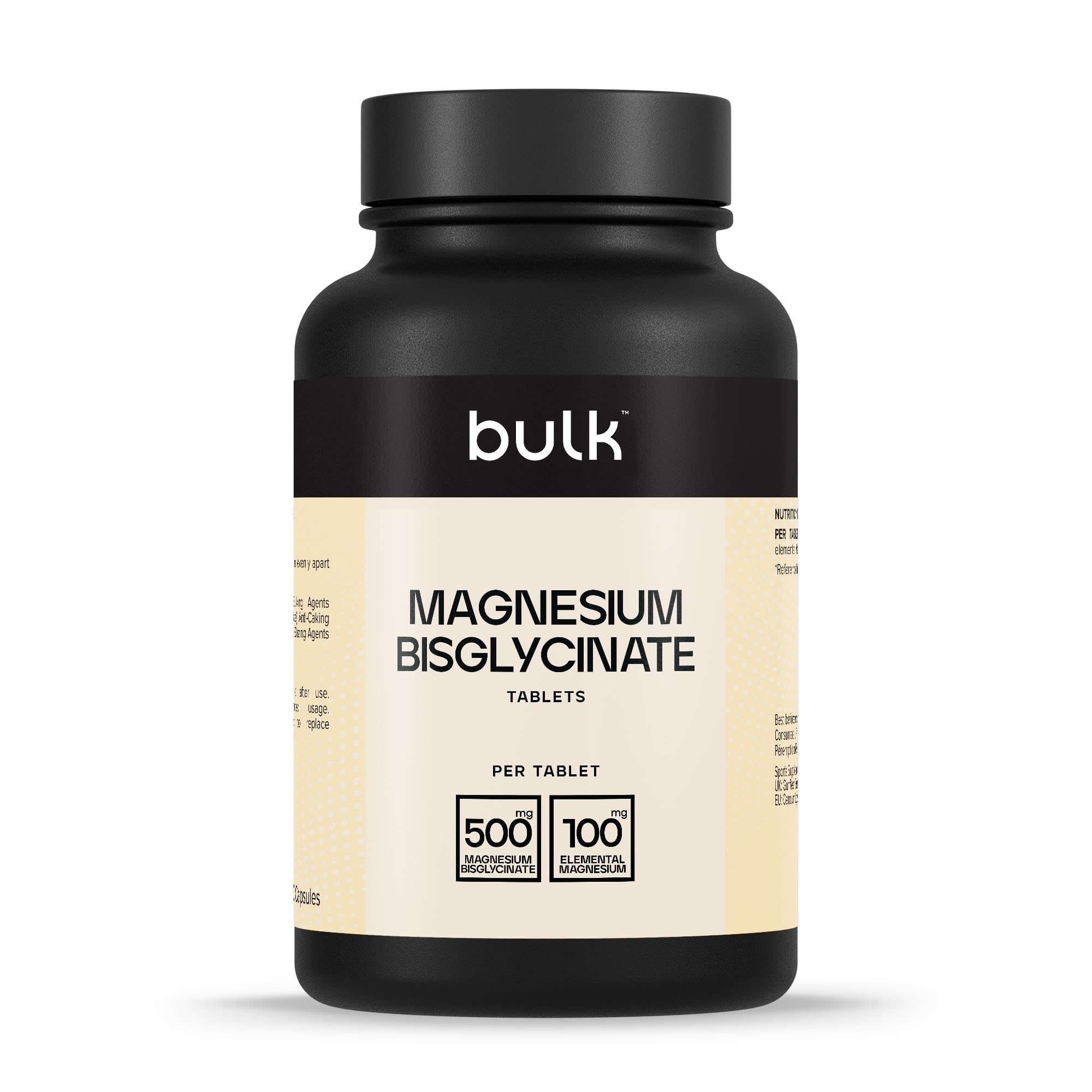 Bulk Magnesium Glycinate Bisglycinate Tablets, 500mg, 180 Tablets, High Absorption, Supports Muscle Function, Sleep, Bone Health and Energy, Vegan, Non-GMO, Gentle on Stomach, Packaging May Vary