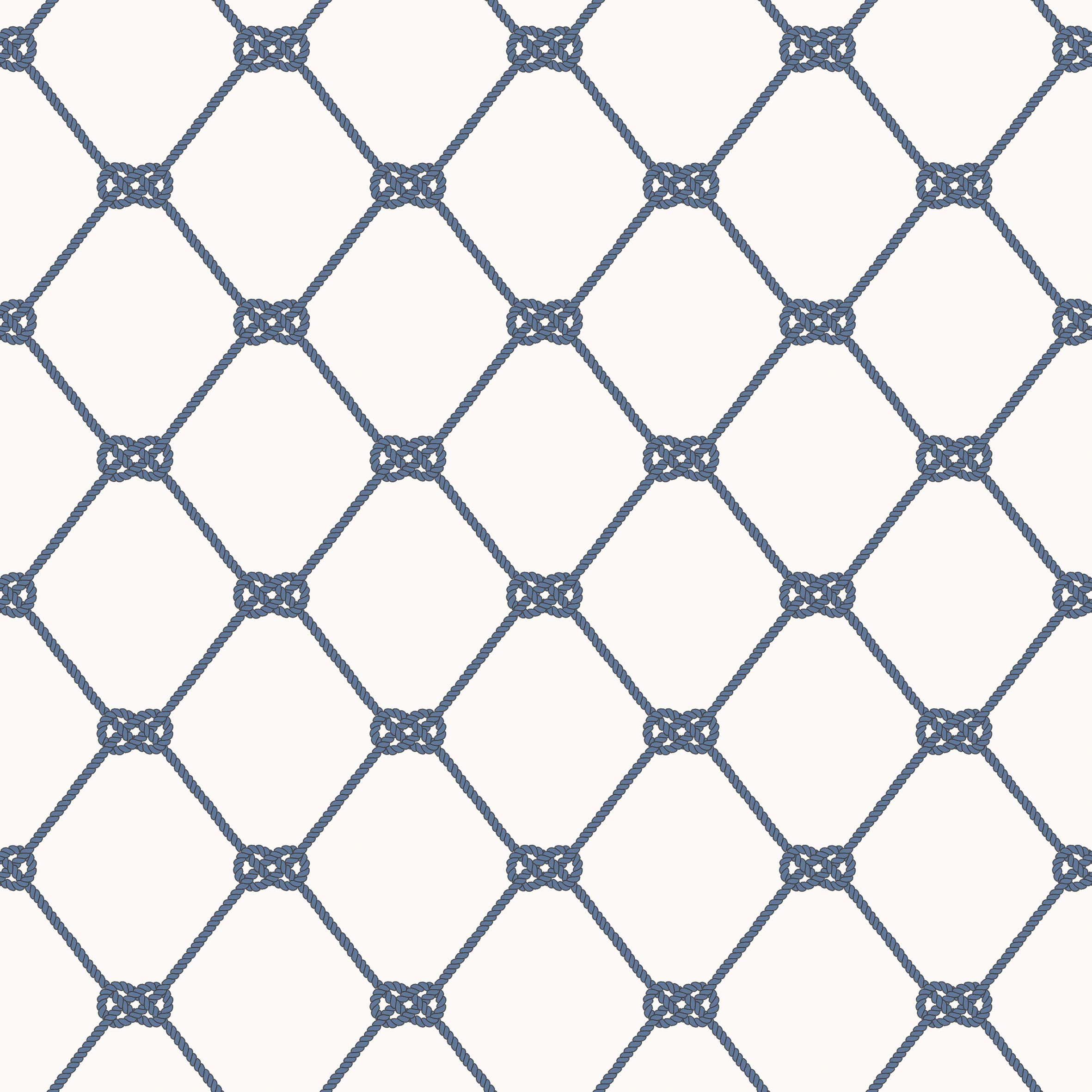 Galerie G23345 Deauville 2, Rope Design Wallpaper, White/Mid Blue, 10m x 53cm