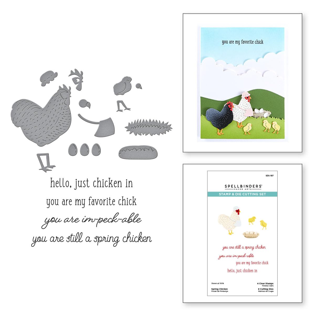 Spellbinders Spring Chicken Clear Stamp & Die Set from The On The Farm Collection