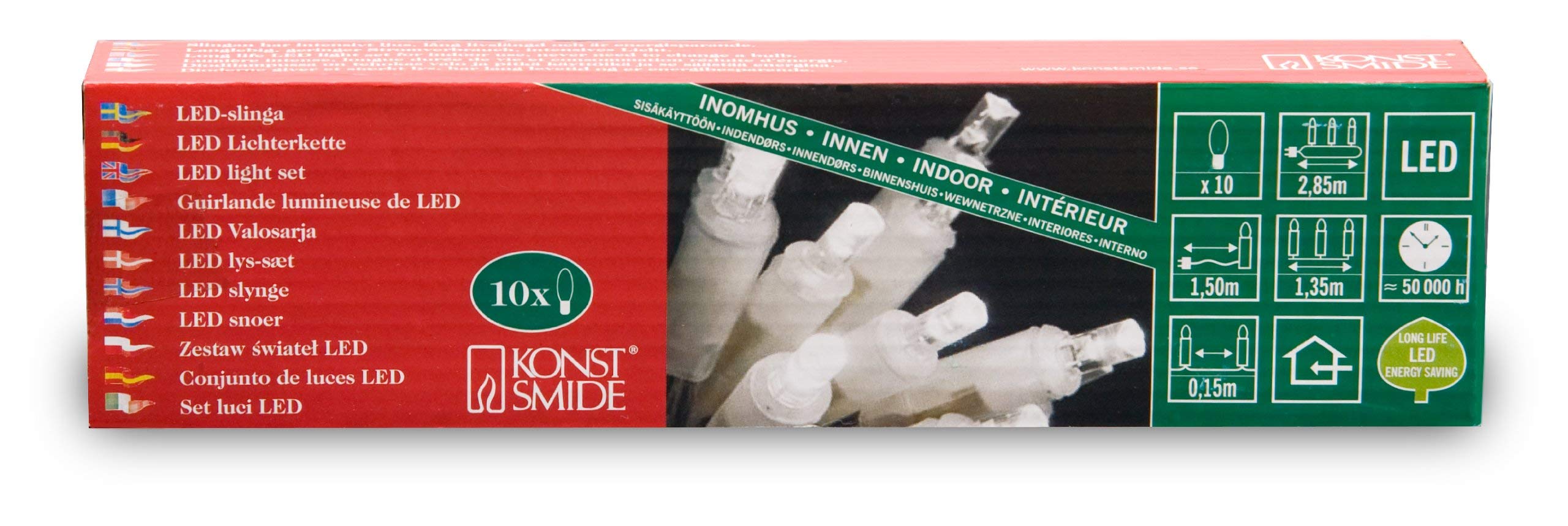 Konstsmide 5300-103 LED Fairy Lights 10 White LEDs 230 V for Indoor Use Transparent Cable