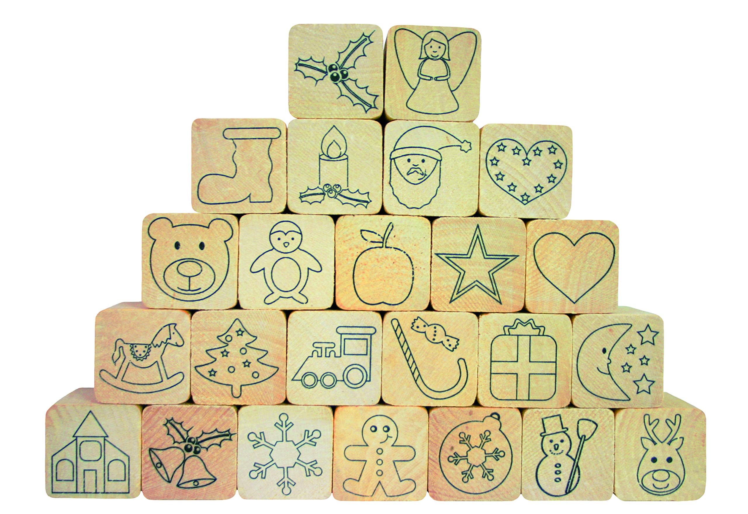 Eduplay 220103 Wooden Set Advent Calendar'' Christmas Stamps, Multi Colour