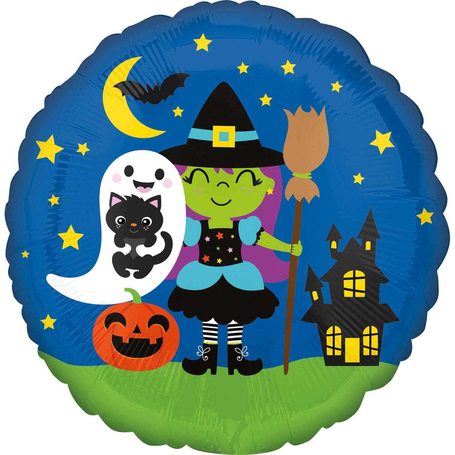 Amscan Anagram 4195801 - Halloween Witch and Friends Round Foil Balloon - 18 Inch