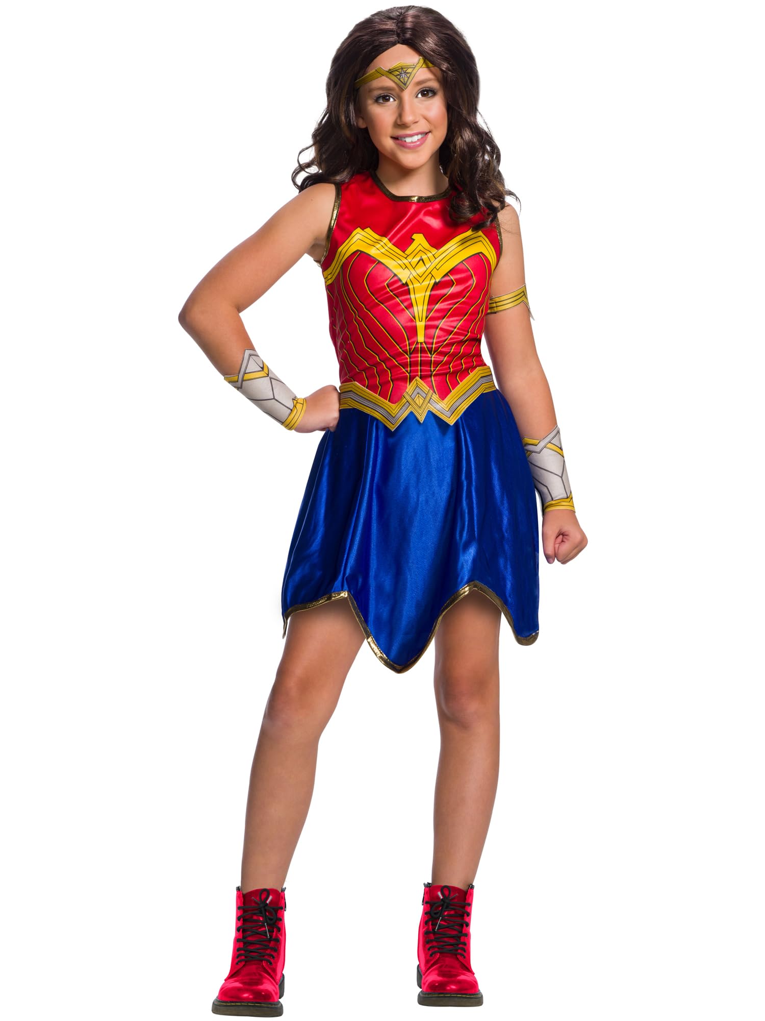 Rubies Official DC Supergirl and Wonder Woman Costume Bundle, Childrens Super Hero Fancy Dress Up, Size Medium Halloween