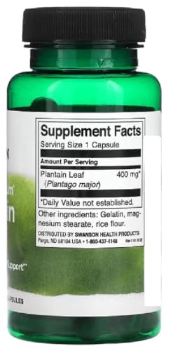 Swanson - Full Spectrum Plantain Leaf | Herbal Support for Respiratory and Digestive Health | 400mg Capsules - 60 Count