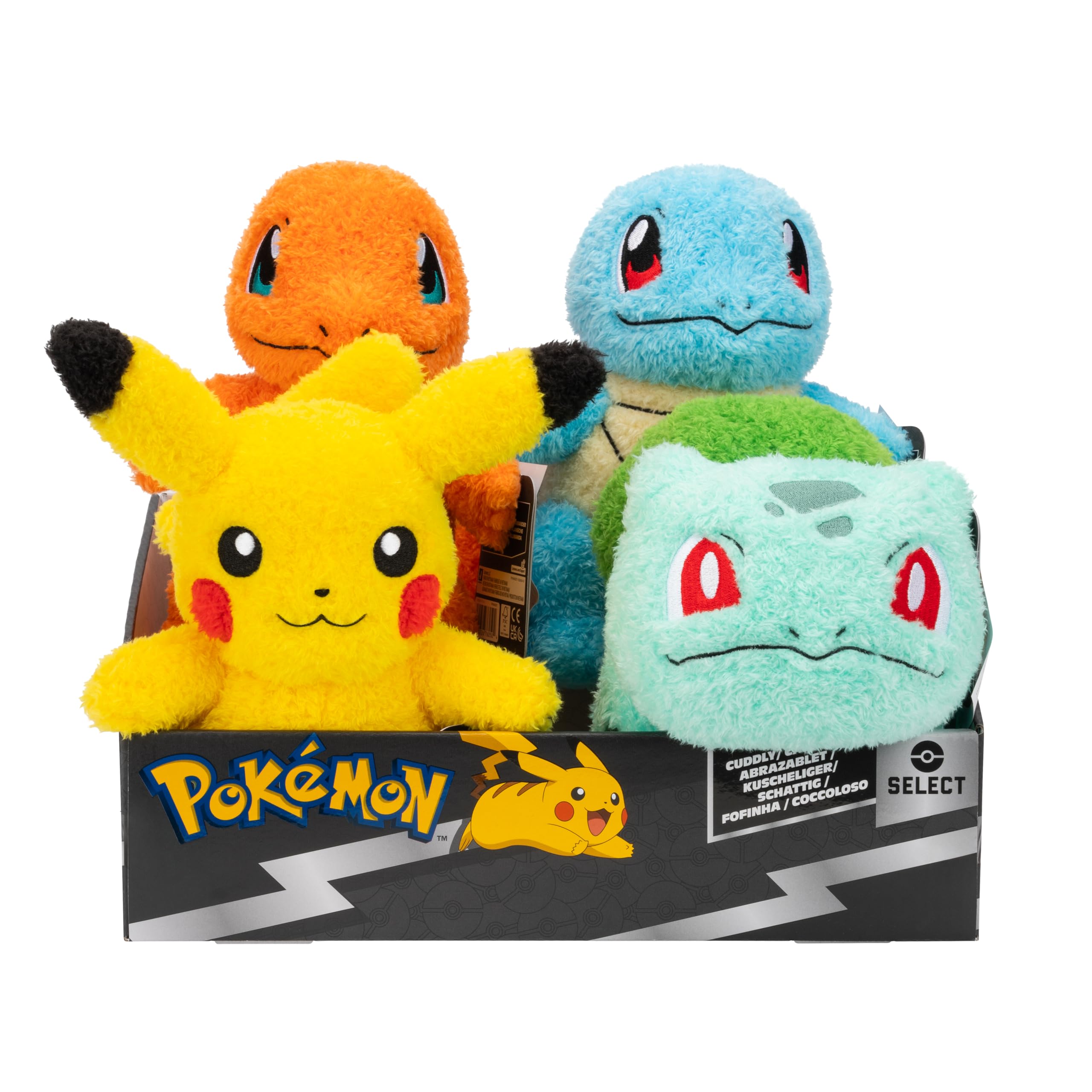 Pokémon 20 cm Plush PKW4413-12 Choose Cuddly Edition - Squirtle, Pikachu, Charmander, Bulbasaur - Official Pokemon Clogged Toy for Children 2+