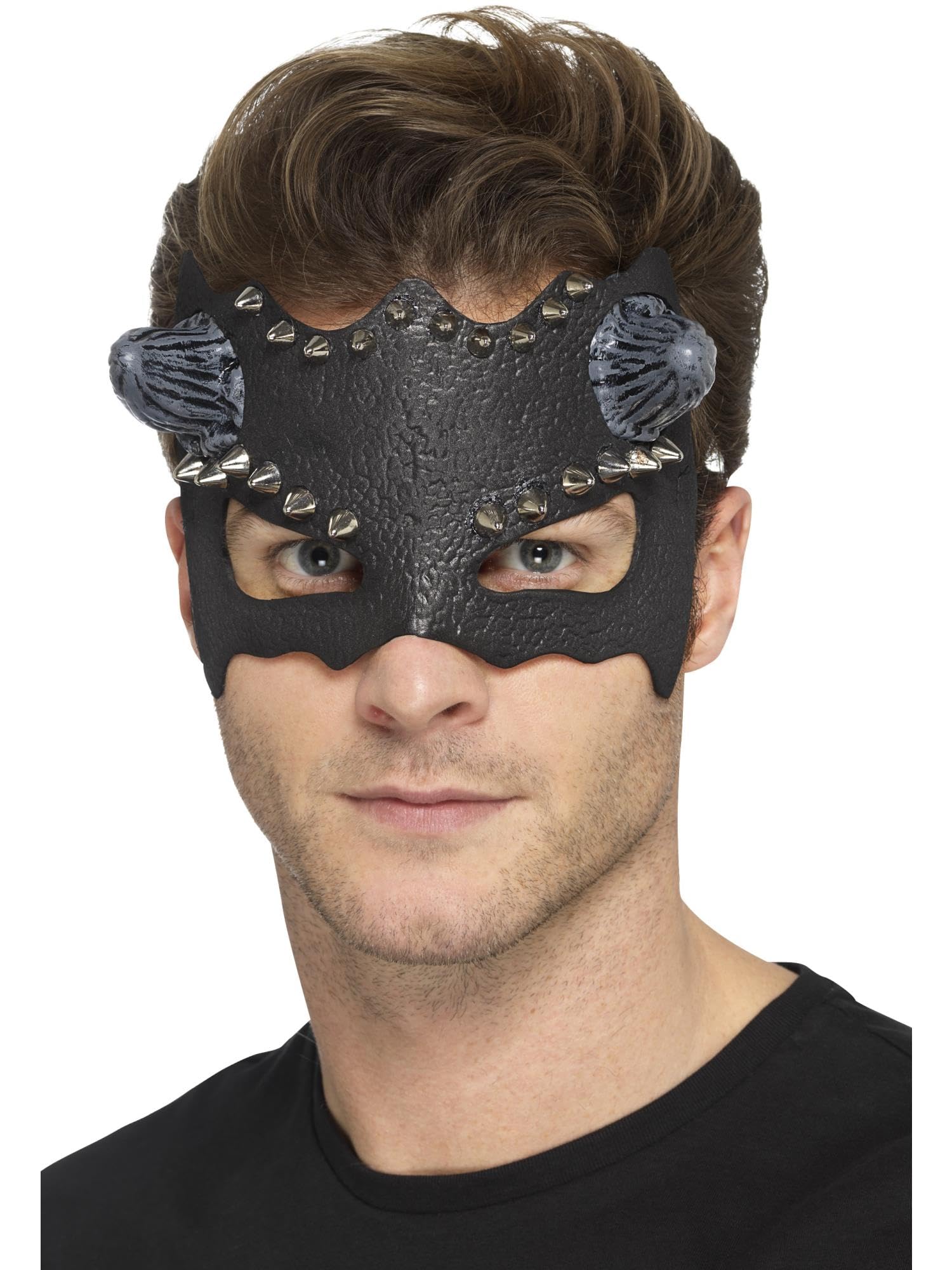 Smiffys Devil Studded Eyemask, Black , Eyemasks Fancy Dress, Devil Dress Up Eye masks
