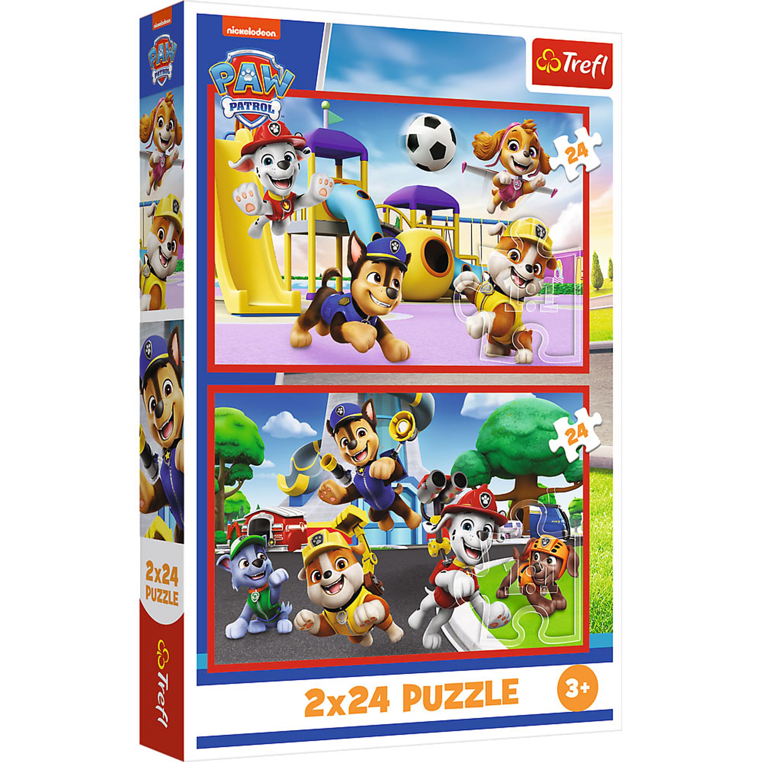 Trefl 2-in-1 puzzle: Paw Patrol, dog fun day - 2 x 24 pieces, set of two puzzles for children from 3 years
