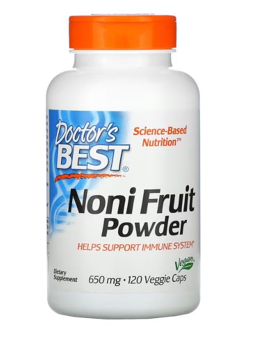 Doctor's Best Noni Fruit Powder, 120 Vegan Capsules, High Quality Noni Fruit Powder for Holistic Health