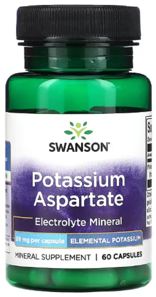 Swanson - Potassium Aspartate 99 mg | Unterstützung für Herz und Muskeln - 60 Kapseln