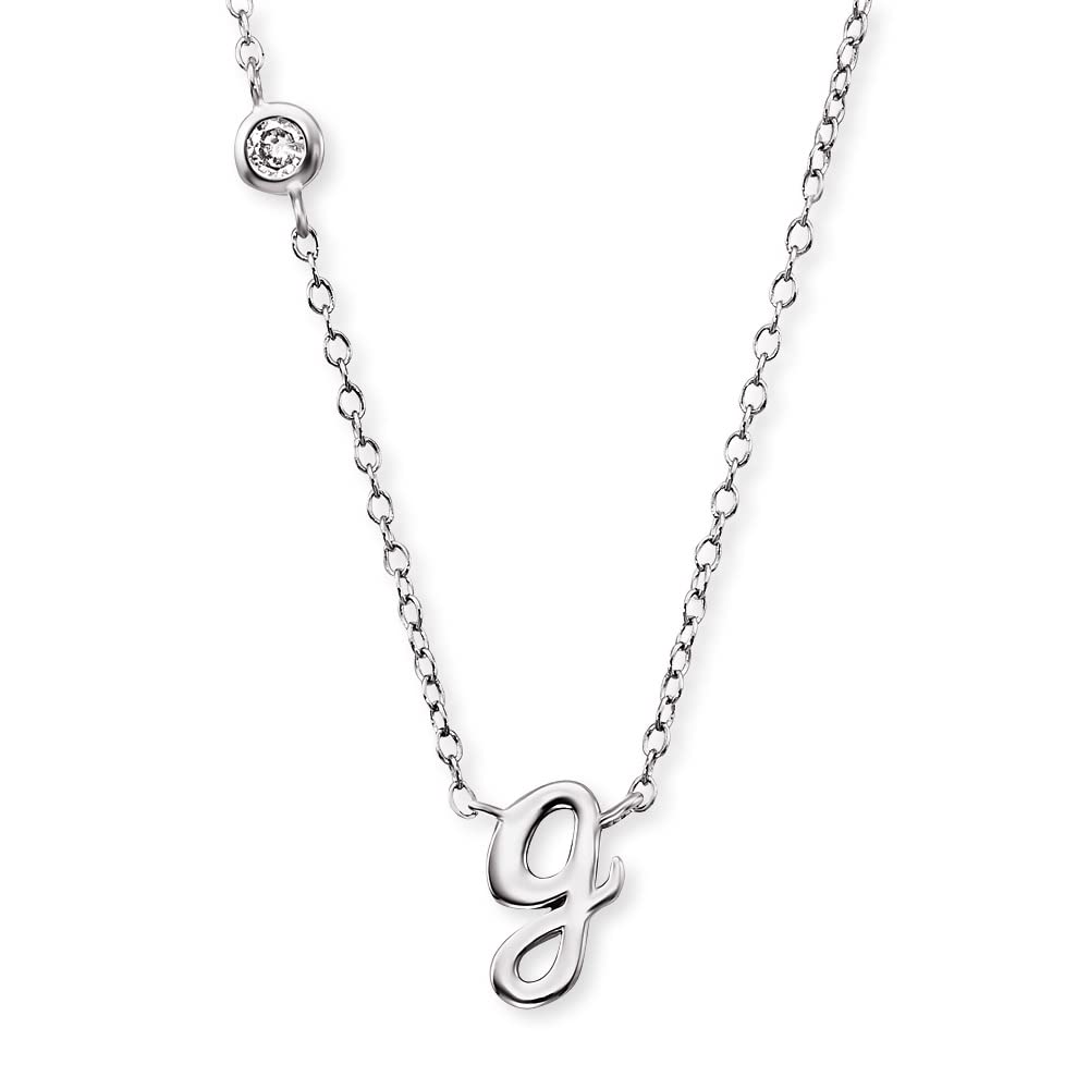 Angel Whisperer ERN-INITIAL-G Pendant with Chain Letter G with Synthetic Zirconia
