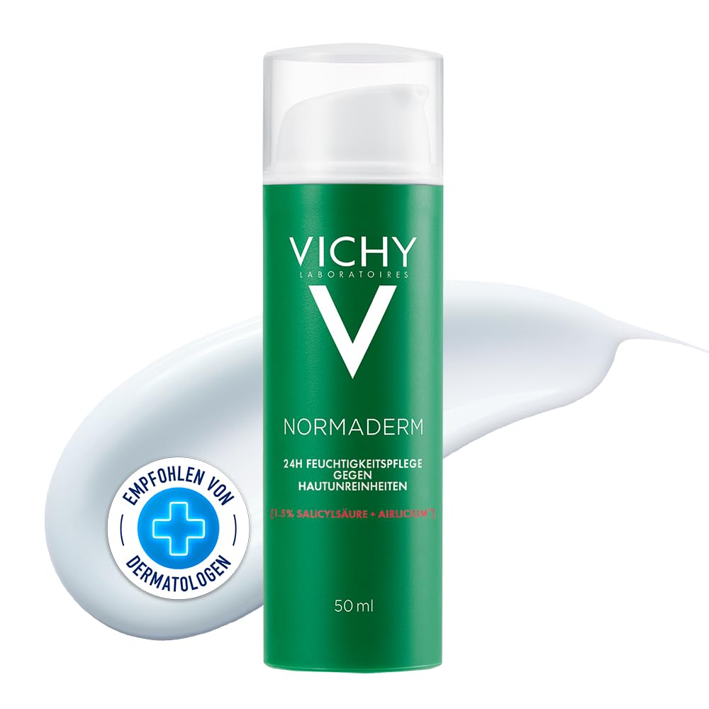 VICHY Feuchtigkeitspflege bei unreiner, fettiger Haut, Hydratisiert und mattiert, Für ein verfeinertes Hautbild, Mit Air Licium und Phe-Resorcinol, Normaderm, 50 ml