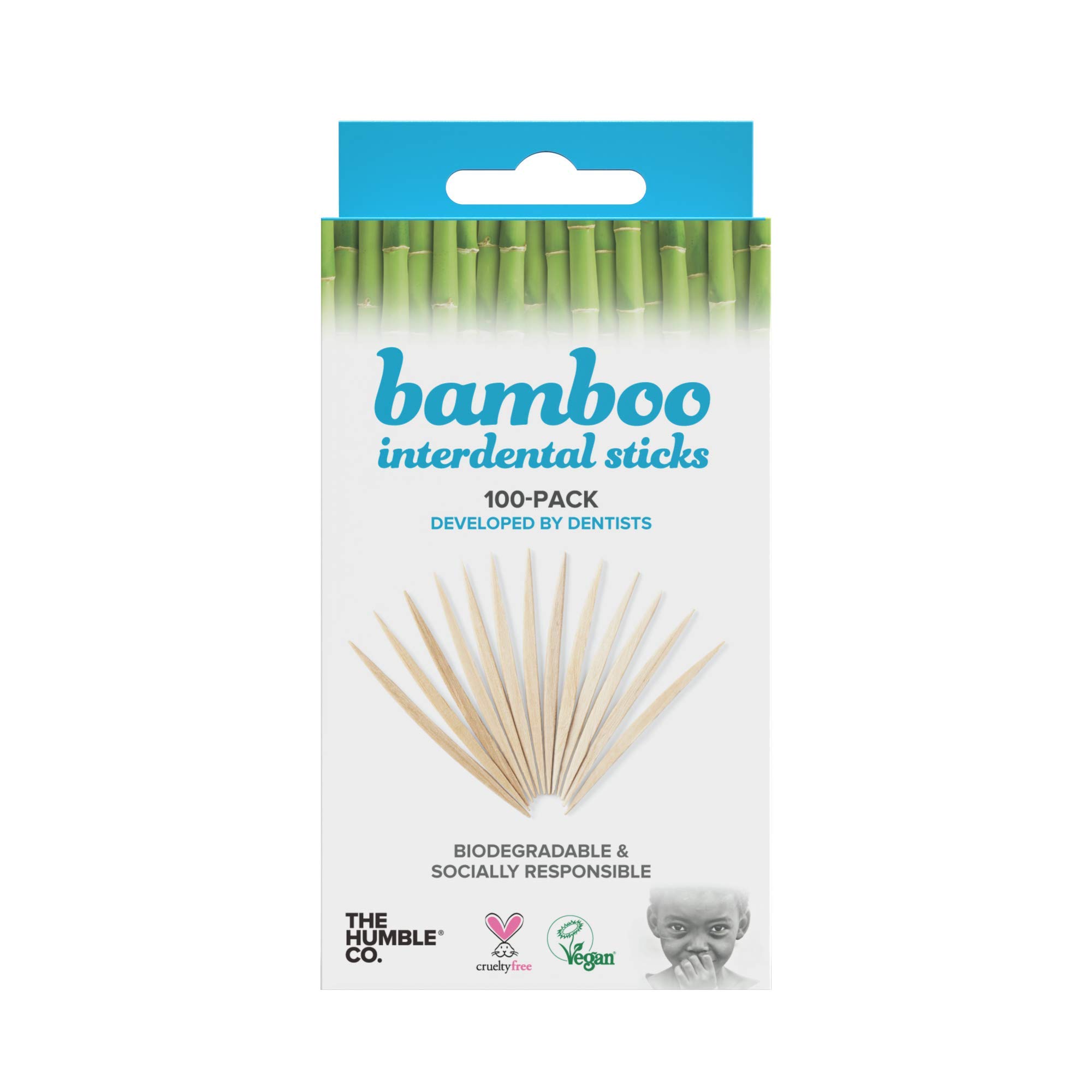 THE HUMBLE CO. - Bamboo Interdental Sticks - Everyday Wooden Toothpiks - Developed by Dentists - Socially Responsible - 100% Biodegradable Bamboo for Eco-Friendly Oral Care - 100 Pieces