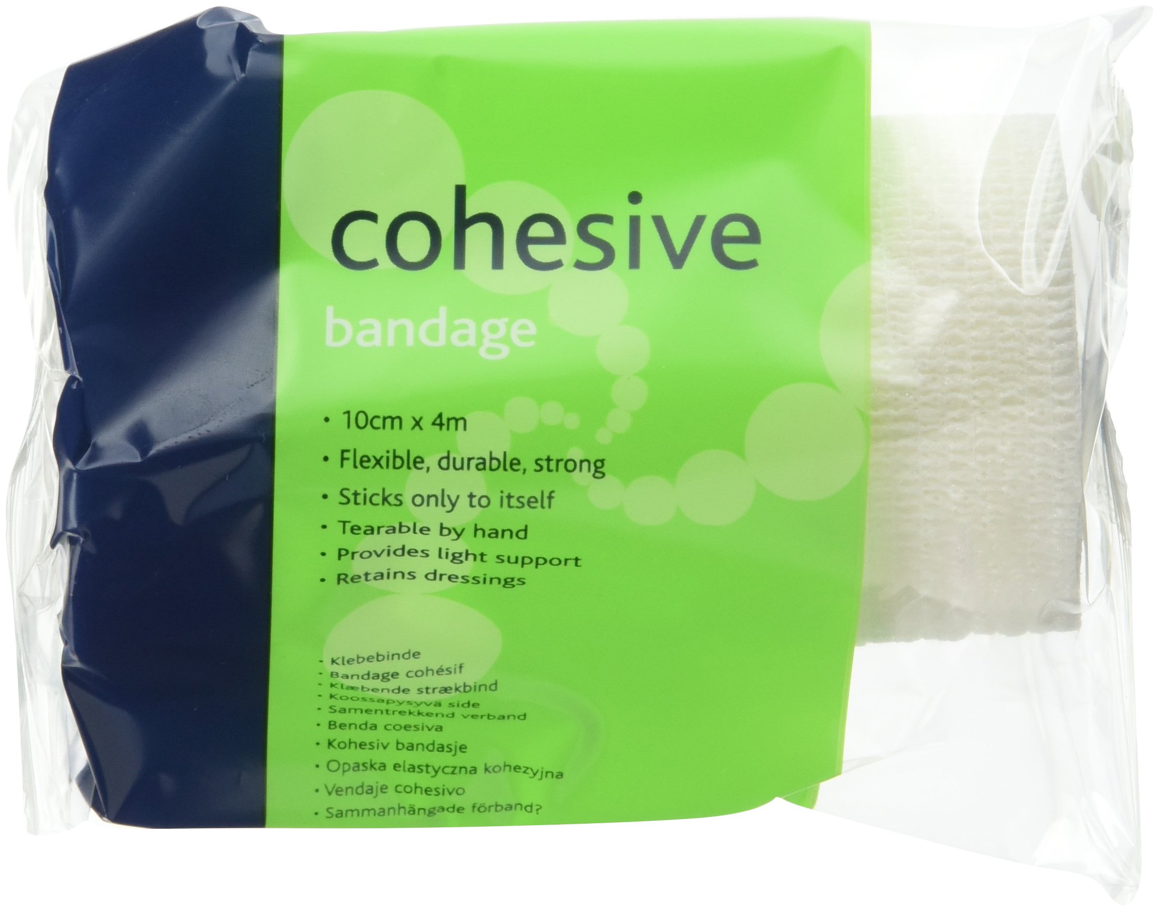 Reliance Medical Cohesive Bandage - Adhesive-Free, Stretchy and Comfortable, Ideal for Dressing Retention and Light Support, 4 m x 10 cm, White, Pack of 10