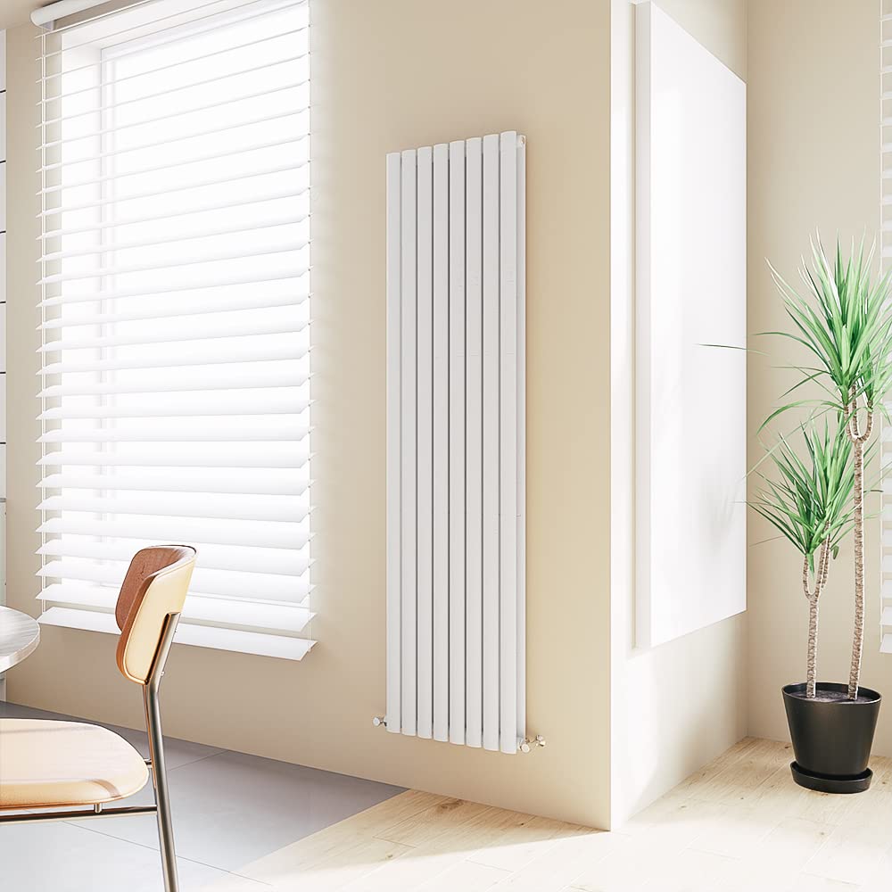 Vertical Radiator Oval Column Designer Central Heating Tall Rad 1800x472mm Double White