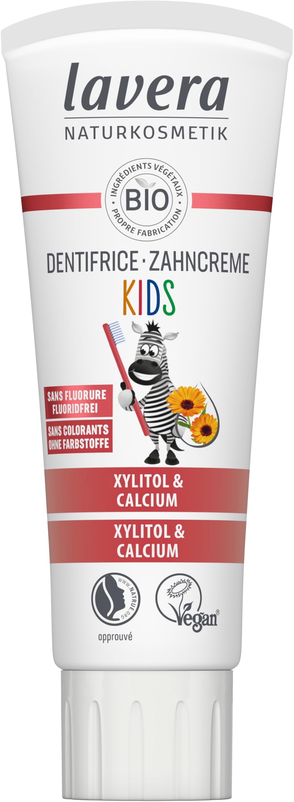 lavera Kids Toothpaste without Lint - No Dyes - Protects Milk Teeth - Soft and Fruity - Marigold - 75ml