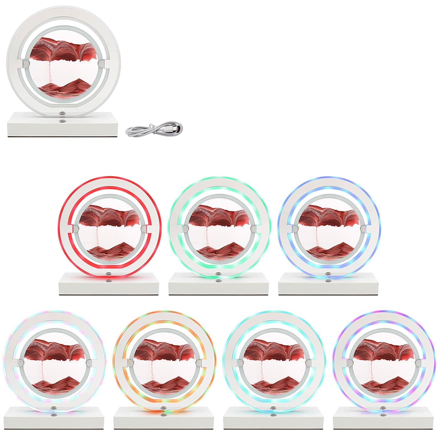 Lesser & Pavey Quicksand Lamp with Light for Decor | Rotatable Moving Sand Art Lamp for Night Light | Artistic Gift for Home Decor & Desk Lamp – Quicksand Lamp Red