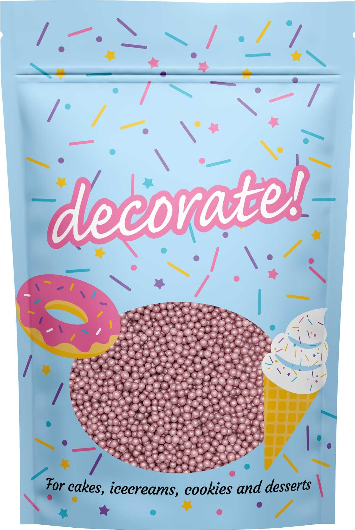 decorate! - Pearls - Shimmer Pastel Aubergine Cake Topper Sprinkles - 500g Edible 4mm Cupcake/Cake Decorations - For Weddings, Christenings and Spring/Summer Themed Parties