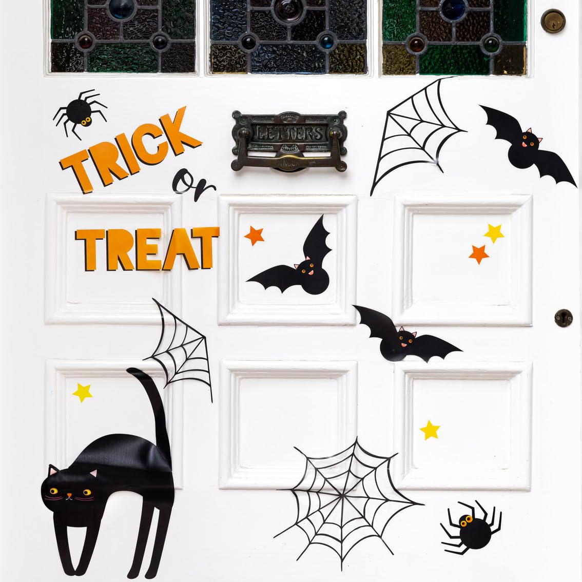 Talking Tables Halloween Door Stickers Indoor Home Decoration, Webs, Spiders, Cats, Bats, Backdrop, Gift, Porch Décor, Spooky Halloween Decor for Home