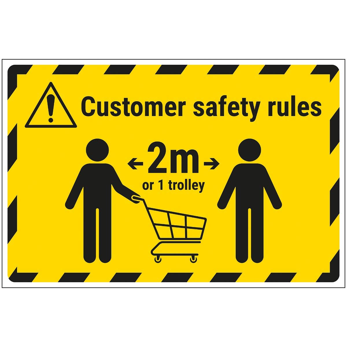Vsafety Customer Rules - Keep One Trolly Away - 600mm x 400mm - Self Adhesive Floor Sticker