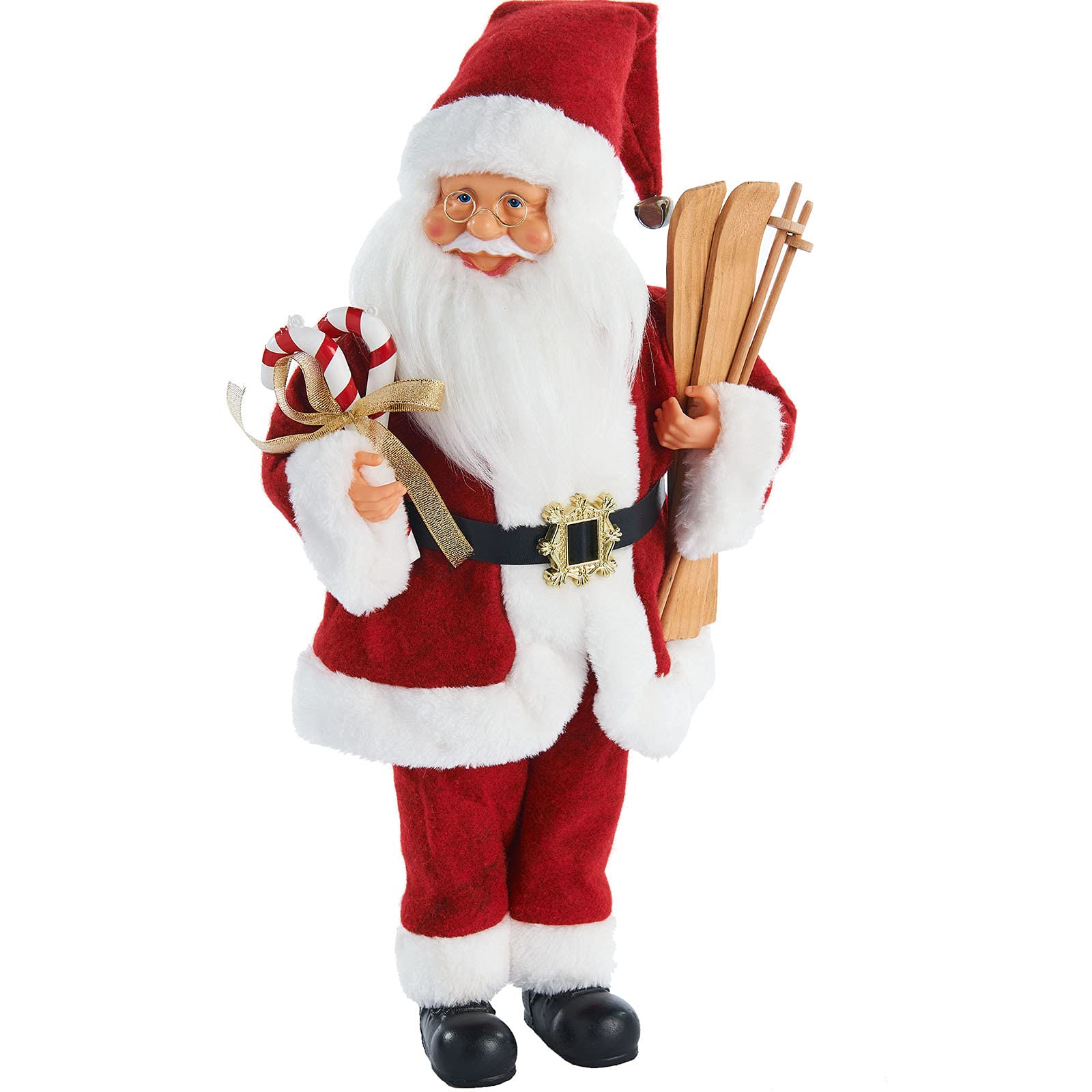 WeRChristmas Animated Musical Standing Santa Figurine, White and Red, 45 cm