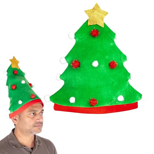Christmas Tree Hat Cap - Novelty Christmas Hat for Adults & Kids Christmas Fancy Dress Party Costume Xmas Office Funny Headwear Accessories