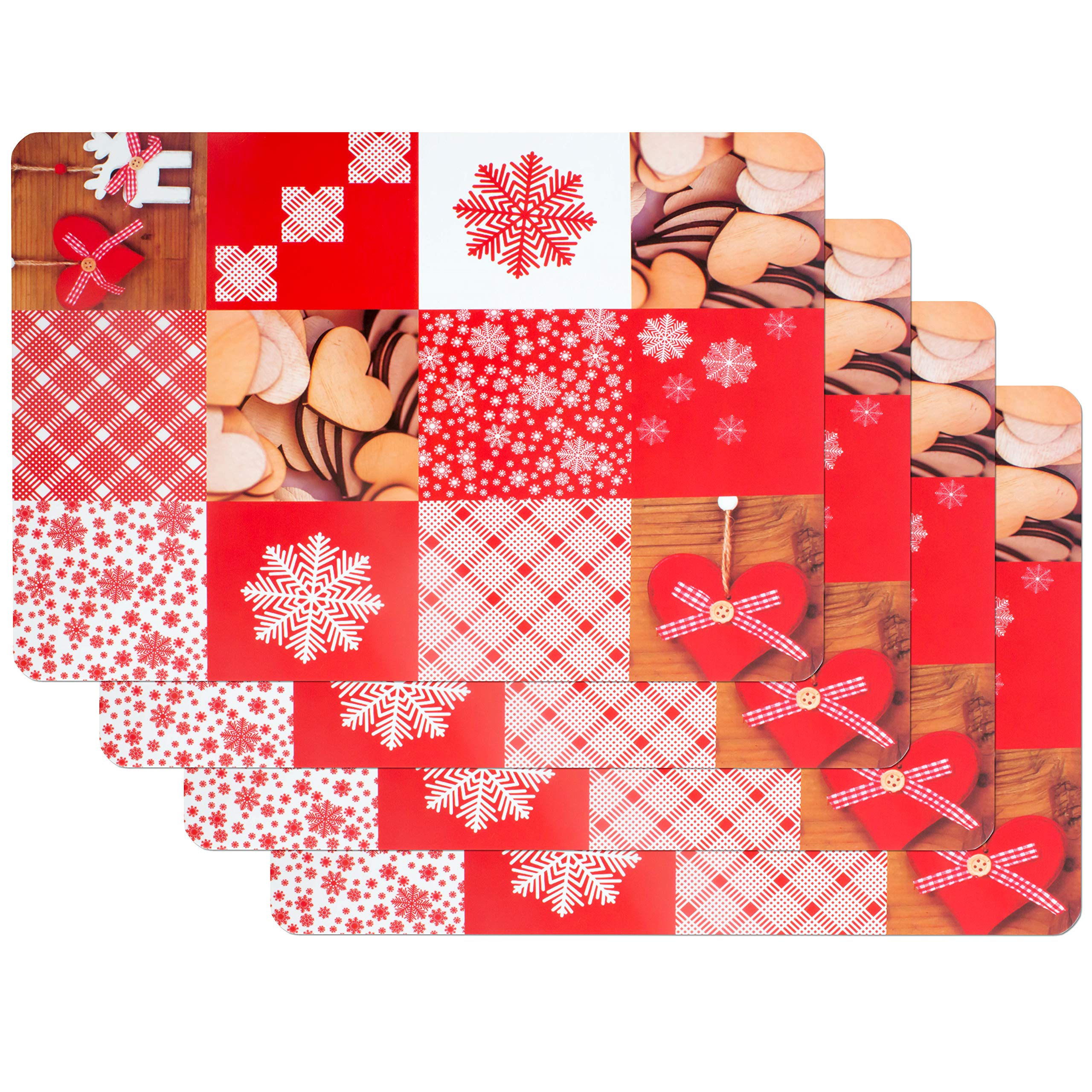 Venilia Red Mountauin Love Dining Room Place Mats Set of 4 Wipeable Polypropylene Food Safe 45 x 30 cm Set of 4 59065