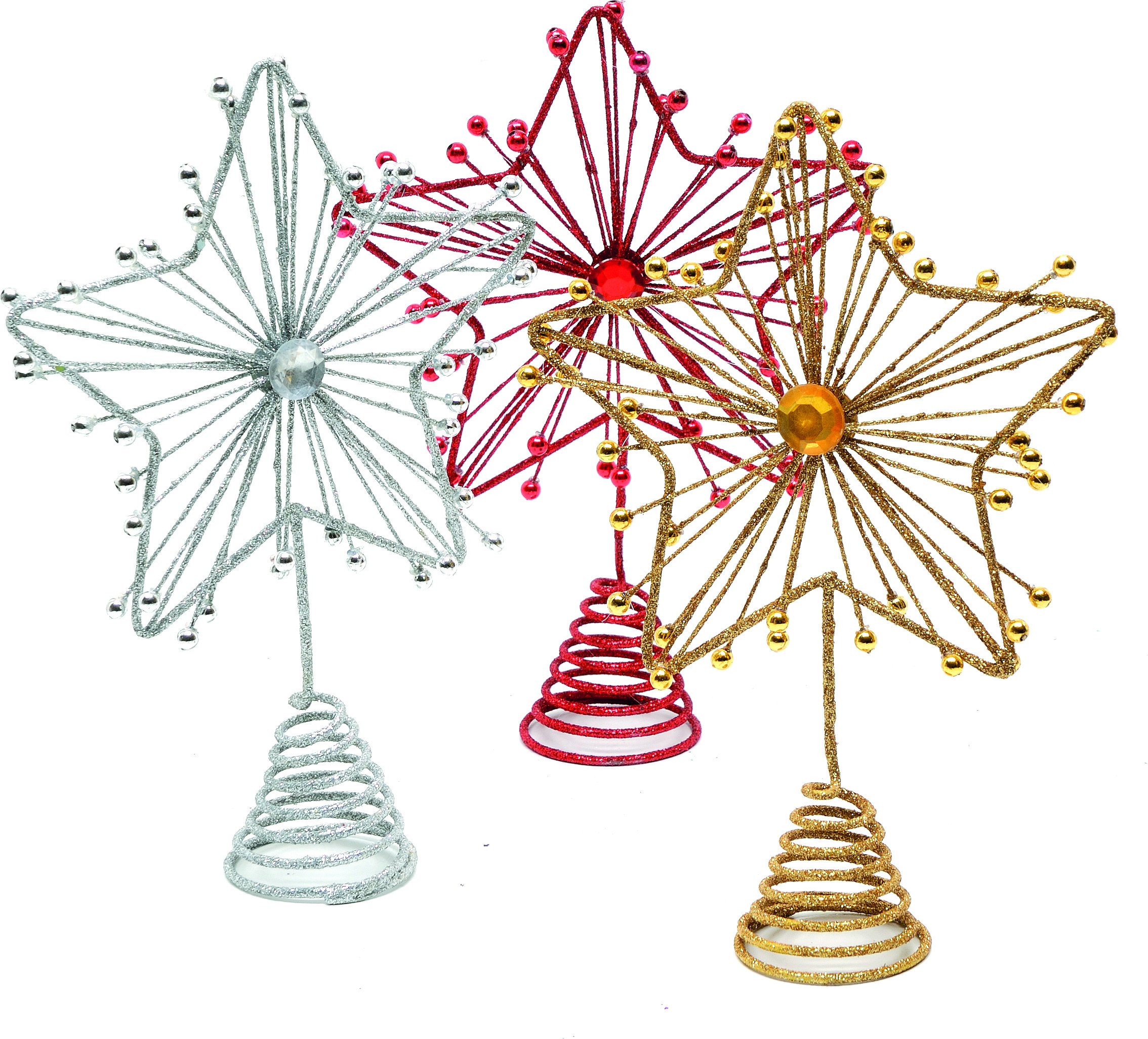 FESTIVE PRODUCTIONS Glittered Wire Starburst Star, Microfibre, Multi-Colour, 20 x 10 x 22.5 cm