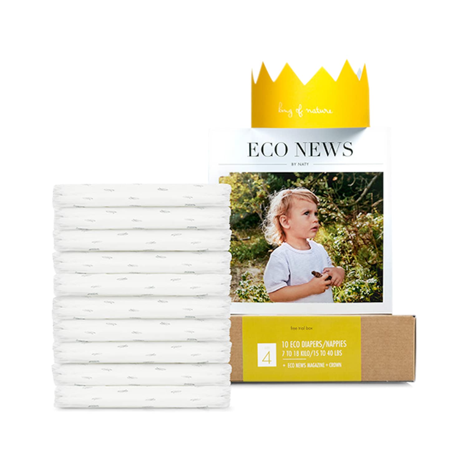 Eco by Naty Baby Nappies, Size 4, 10 Ct, Plant-based with 0% Oil Plastic on Skin, Trial box